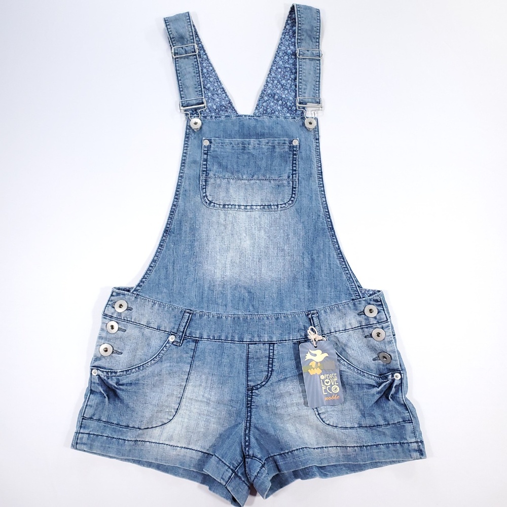 Noble Medium Wash Denim Overalls Short-Alls NWOT